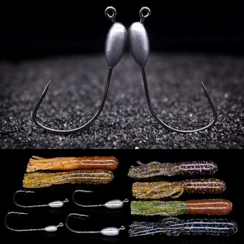 XFISHMAN-Tube-Jig-Heads-for-Bass-Fishing-Tube-Bait-Hooks 1/16oz 1/8oz 3/16oz 1/4oz (12-Pack) - color: 3/0 Hooks, size: 1/8oz (12-Pack)