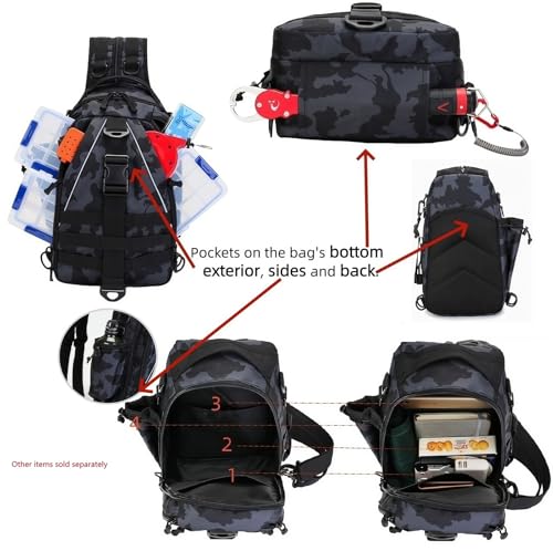 Tactical 10L MOLLE Bag for Fishing Trekking Survival Camping Fitness | Multiple independent pockets, tackle box slots,High-strength nylon,Multiple independent pockets, tackle box slots - color: Camo