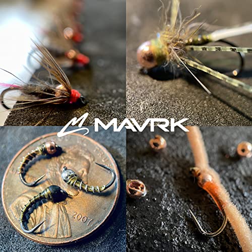 Mavrk Fly Fishing Slotted Tungsten Beads 25pc Refill Pack Euro Nymph Style Flies 5 Essential Colors Gold Silver Copper Black Chartreuse 4 Essential Sizes 4mm 3.5mm 3mm 2.5mm - color: Copper, size: 2.5mm