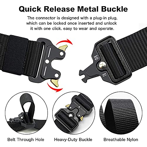 DOOPAI Tactical Belt for Men, 3Pack Military Nylon Web with Heavy Duty Quick Release Metal Buckle - color: 20 Black/Blue/Beige, size: 28-42 Waist Adjustable 125 cm (3 Pack)