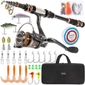 PLUSINNO Fishing Rod and Reel Combos - Carbon Fiber Telescopic Fishing Pole - Spinning Reel 12 +1 Shielded Bearings Stainless Steel BB - color: Full Kit with Carrier Case, size: 2.1M 6.89FT