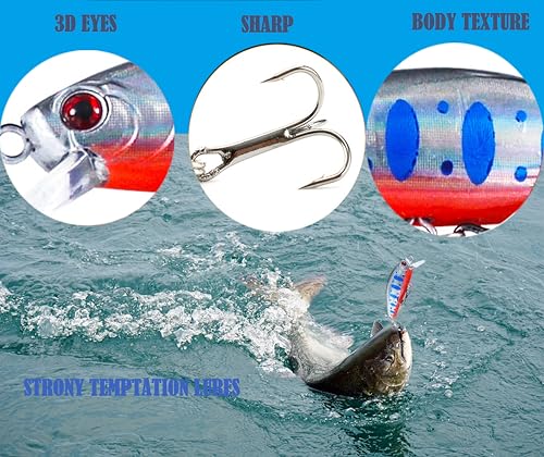 Bass Fishing Lure Lures Kit-Jerkbaits for Shallow Diving Crankbait 45-Degree Bill 3D Eyes,Loud Rattle Saltwater Catfish Trout Lure Artificial Crankbait - color: 10pcs minnow lures with bill