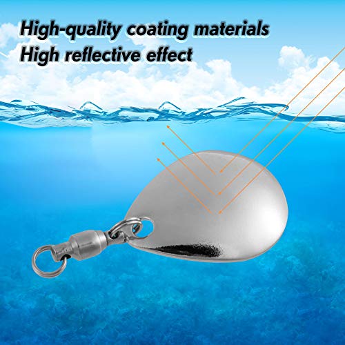 Alwonder 10 Pack Spinner Blades with Ball Bearing Swivels Tail Spinner Spinnerbait Lure Making Supplies Bass Lures Soft Lures - color: #3 Colorado Blades, Silver, 10pcs