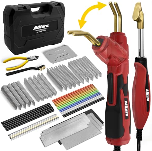 Allturn Plastic Welder 2-in-1 Car Bumper Repair Kit,RED | Carry Case, 75 PCS Welding Rods, 400 PCS Staples - color: Red