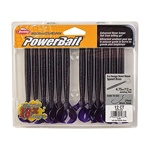 Berkley PowerBait Speed Boss Fishing Soft Bait - color: Junebug Red, size: 4 3/4"