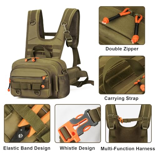 MiOYOOW Fishing Chest Pack, Waterproof Fly Fish Bag with Reflective Design for Men Women Outdoor Hunting Hiking - color: Black
