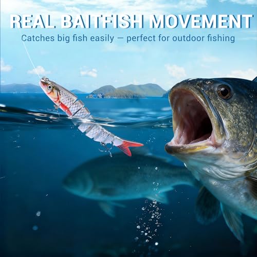 Keenjorika Fishing Lures Multi Jointed Fish Fishing Kits, Slow-Sinking Lifelike Segmented Swimbait Crankbaits, Realistic Swimming Action for Bass, Trout, Pike & Walleye, Freshwater and Saltwater - color: 3 Pack-Style 8