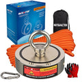MUTUACTOR Fishing Magnet Kit,1800lbs Double Sided Fishing Magnets Heavy Duty,Φ3.7''Permanent Neodymium Magnet with 65Ft Salvage Rope Sturdy Gloves Bag for Retrieval and Recovery of Treasure - style: 1800lb Magnet(Double Sided)--Φ 3.7"