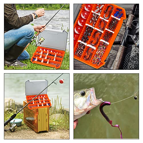 Fishing Accessories Kit - 258pc Tackle Box with Hooks, Bobbers, Weights & Swivels for Bass, Crappie & More