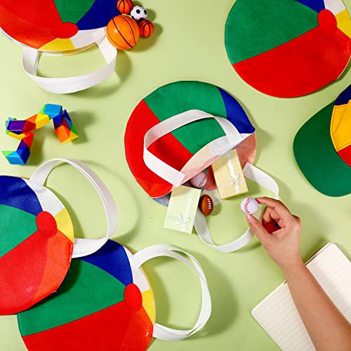 Shihanee 24 Pcs Beach Ball Party Favor Bags Pool Themed Goody Candy Bags Summer Treat Handbags Beach Non Woven Gift Handbags for Summer Pool Birthday Party Supplies - style: Beach Ball