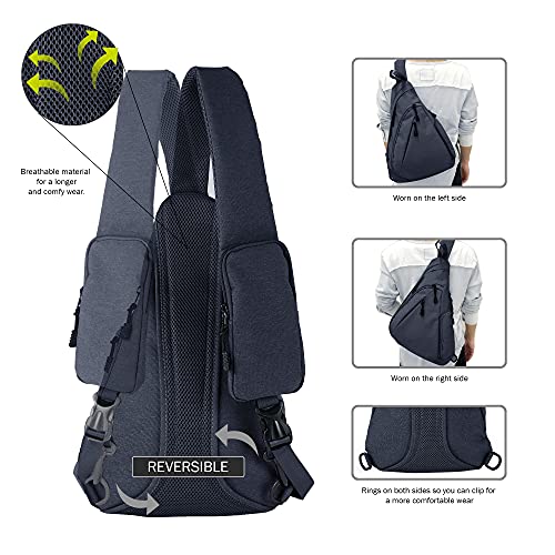JESSIE & JAMES Peyton Crossbody Sling Backpack Concealed Carry Purse For Women Men Outdoor Chest Bag Shoulder Backpack - color: Navy