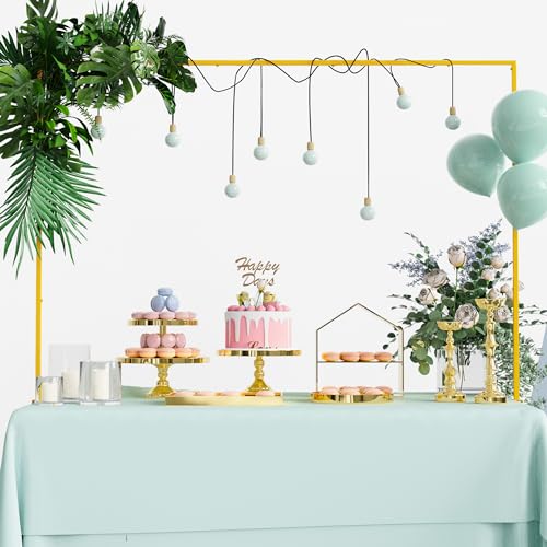Over the Table Rod Stand with Clamps Adjustable 13''-42'' Tall 29"-98" Length Gold Table Arch Hanging for Wedding Birthday Party Halloween Christmas Decoration - color: Gold