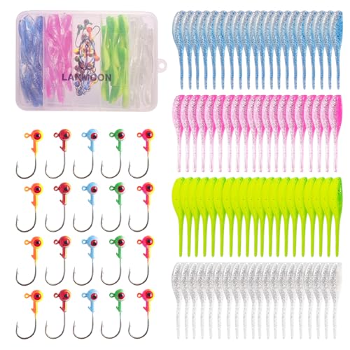 100pcs Crappie Lures Kit, Crappie Jig Heads and Crappie Baits Soft Plastic Fishing Lures for Crappie - color: 100Pcs Crappie lures and Crappie jig