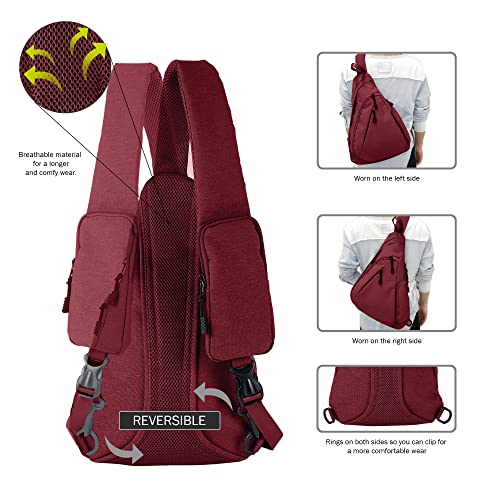 JESSIE & JAMES Peyton Crossbody Sling Backpack Concealed Carry Purse For Women Men Outdoor Chest Bag Shoulder Backpack - color: Red