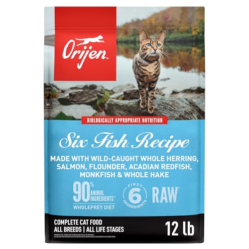 ORIJEN Grain Free High Protein Premium Dry Cat Food Six Fish Recipe 12lb Bag - size: 12 Pound (Pack of 1)