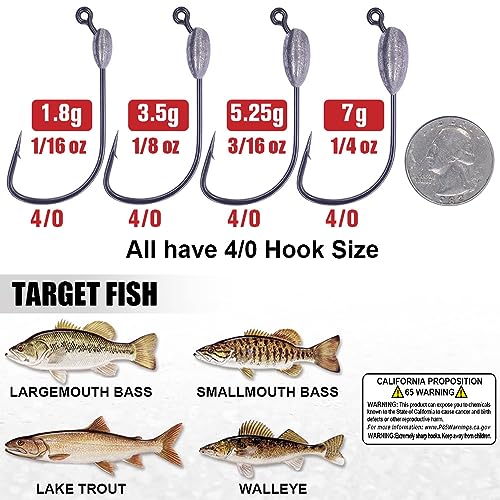 XFISHMAN-Tube-Jig-Heads-for-Bass-Fishing-Tube-Bait-Hooks 1/16oz 1/8oz 3/16oz 1/4oz (12-Pack) - color: 4/0 Hooks, size: 1/8oz (12-Pack)