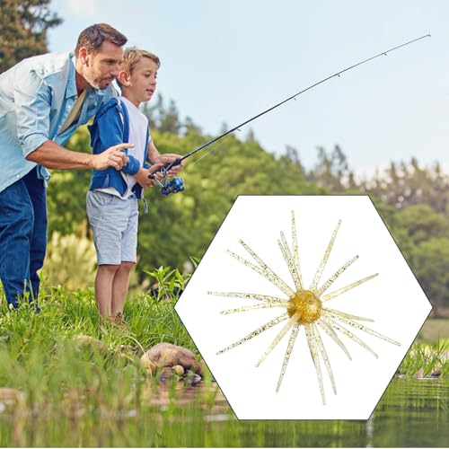 Tentacle Creature Lure Floating Fishing Lure Simulation Sea Urchin Bait Artificial Baits for Bass Fishing - color: Flash gold