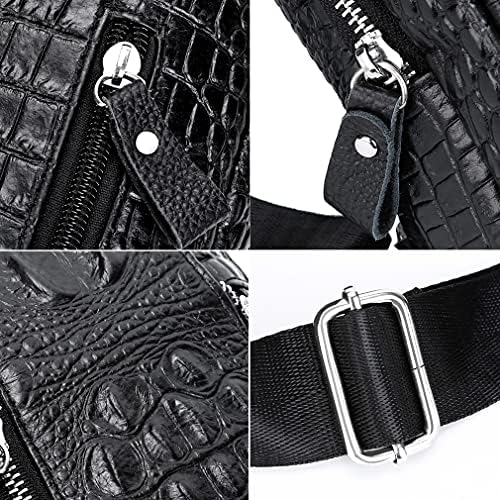 Hebetag Crocodile Genuine Leather Sling Bag Backpack for Men Travel Outdoor Hunting Hiking Camping Crossbody Shoulder Chest Pack Daypack Black - color: #11black