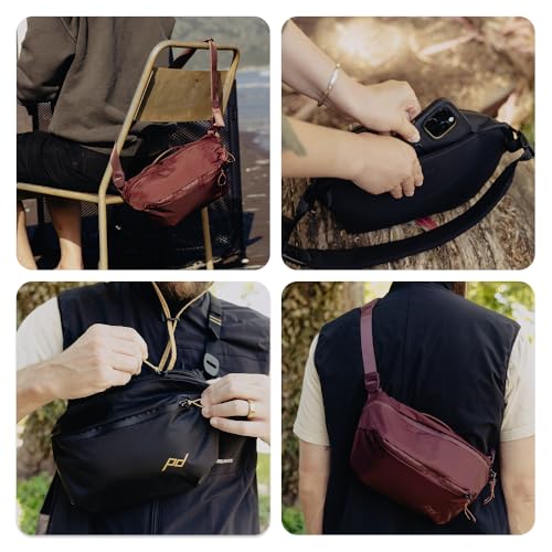 Peak Design Outdoor Sling 4L, Black, Padded Adjustable Shoulder Strap for Crossbody & Waist Carry, 3 Mesh Internal Pockets, Ideal for Carrying Cameras & Essentials, Versatile Sling Bag for Men & Women - color: Black, size: 4L