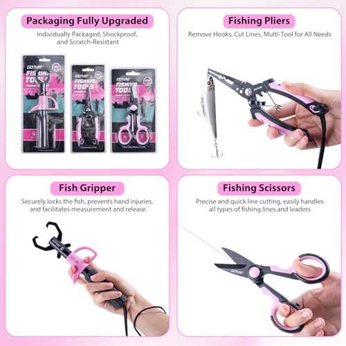 Goture Pink Fishing Rod and Reel Combo - ML Action Spinning Reel Pole with Pink Bag - Telescopic Rod Kit for Starter Travel Saltwater Freshwater, Gift for Woman - color: Pink Pole - Duffle Bag (w/ Bottle Opener), size: 9FT/2.7M