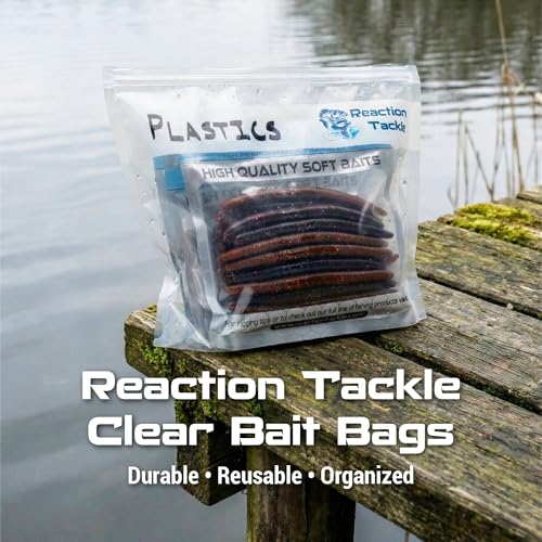 Reaction Tackle Clear Bait Bags for Soft Plastics, Resealable Fishing Organizer Pouches with Write On Label Area, Tear Resistant Storage for Lures, Worms, and Terminal Tackle, 20-Pack - size: 20-Pack