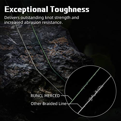 RUNCL Braided Fishing Line Merced, 1000 500 300 Yards Braided Line 4 8 Strands, 6-200LB - Proprietary Weaving Tech, Thin-Coating Tech, Stronger Smoother for Freshwater Saltwater - color: Moss Green, size: 10lb/300yards (4 Strands)