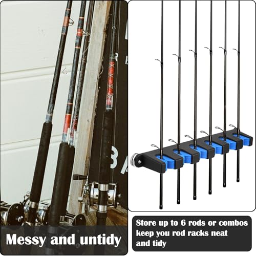 Seenelling 2 Pcs Magnetic Fishing Rod Holder for Car Fishing Pole Rack Vertical Rod Storage Holders for Truck Bed Boat Wall Garage Door - color: Blue, size: 6 Rods