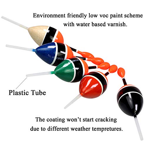 THKFISH Fishing Floats Bobbers Slide Floats Balsa Fishing Bobber Slip Bobbers for Crappie Panfish Trout Bass (1/2oz 2"x5.28") (1/6 1.6"x4.8") 5Pcs - color: Black and Red, size: 1/6 oz 1.6"x4.8" - 5Pcs
