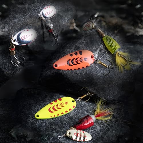 Goture Trout Lures Fishing Spinners, Hard Metal Spinner Baits for Freshwater and Saltwater, Spinner Lures Spoon Blade Fishing Lures Kit for Bass Trout Salmon Pike Walleye Crappie, Gifts for Men - color: A1:67pcs Fishing Lures Kit