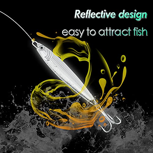 Dr.Fish Fishing Jigs Jigging Spoon Saltwater Fishing Lure Casting Metal Spoon Surf Fishing Mackerel Striper Lures Stinger Bluefish Vertical Diamond Jig - color: Silver, size: 1oz-3 Pieces