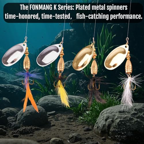 FONMANG Fishing Lure Spinner baits for Freshwater and Saltwater,2026 New Bass Trout Fishing Lures Also for Crappie Salmon Walleye Pike - color: C-12Pcs rooster tail