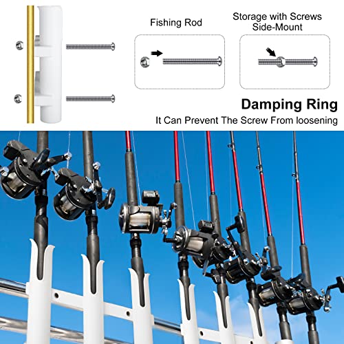 Shappy 3 Pcs Fishing Rod Holder Bracket Tube 3 Rod Rack Wall Mounted 10.63 Inch Fishing Pole Holders for Boats with Screws Nuts Side Mount for Boat Truck Kayak Garage (White) - color: White