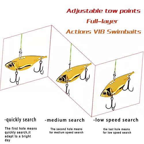 5 Pack Metal Blade Baits for Bass Fishing Lures Hard Metal VIB Fishing Spoons Crankbaits Swimbaits for Trout Walleye Crappie Saltwater Blade Bait Fishing - color: Gold Blade Baits_5pcs/box