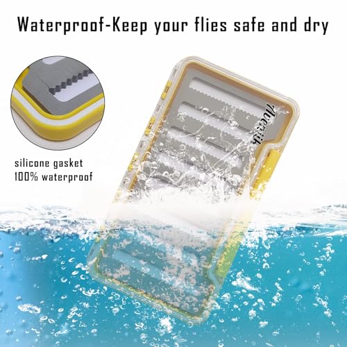 2PC-Aventik Waterproof Fly Fishing Boxes Super Slim Clear Lid Multi Magnetic Compartments Fishing Tackle Storage Trags 7.36"X4.02"X0.63" (H046A) - style: H046A