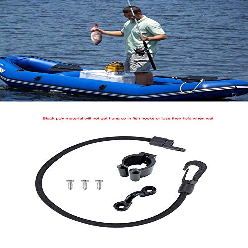 Rod Straps for Bass Boat, Deck Mount Connector Mount Rod Strap, Rod Holders for Boat Deck with Straps + Kayak Paddle Clip, Canoe Kayak Boat Fishing Rod Replacement Accessories - 4Pcs