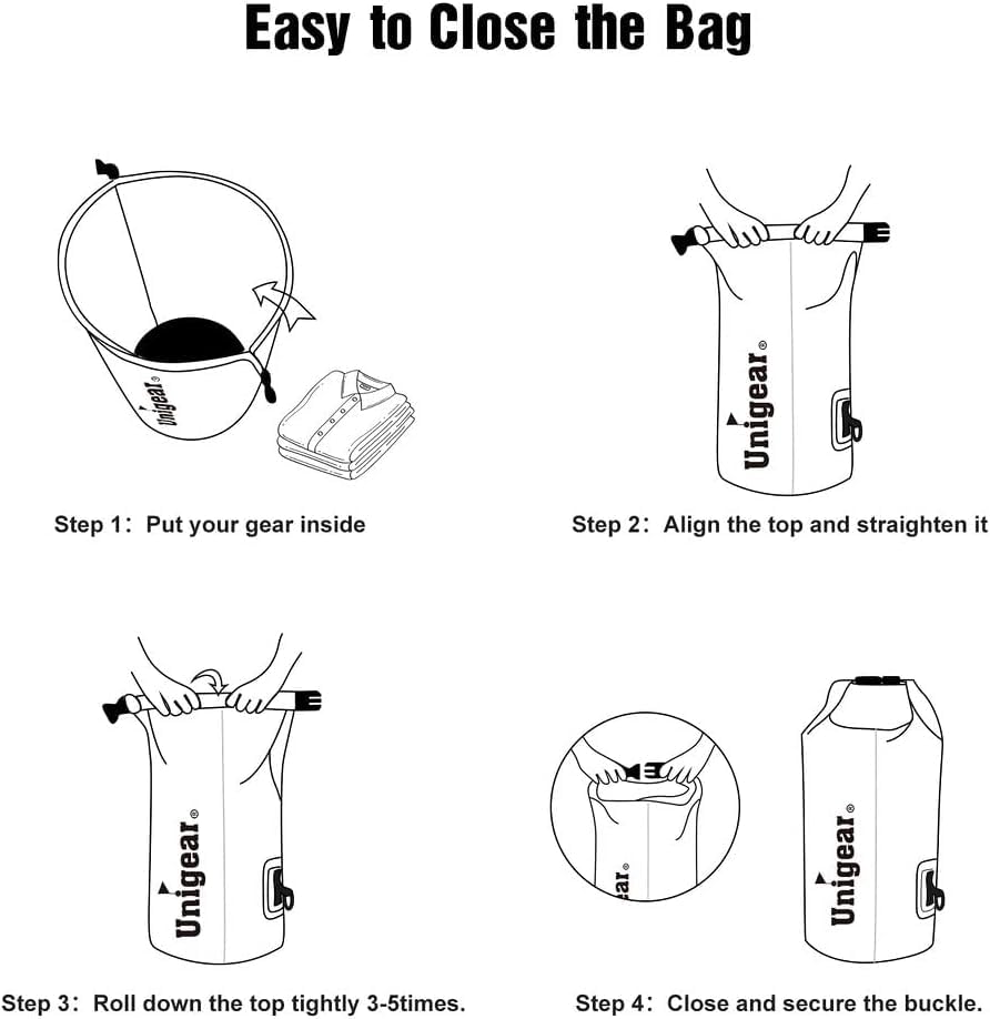 Unigear Dry Bag Waterproof, 2L/5L/10L/20L/30L/40L Floating and Lightweight Bags for Kayaking, Boating, Fishing, Swimming and Camping with Waterproof Phone Case - color: Black, size: us 40l / eu 50l