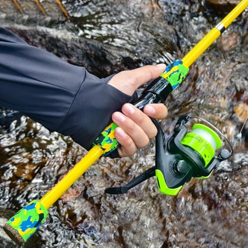 Kids Fishing Rod and Reel Combo,Light Weight Fishing Pole with Spinning Fishing Reel Tackle Bag Lures for Youth,Girls and Boys Good Starter Fishing Kit - color: Yellow