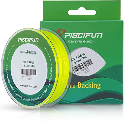Piscifun Fly Line Backing, Braided Fly Backing Line - color: Fluorescent Yellow, size: 20lb/300yd