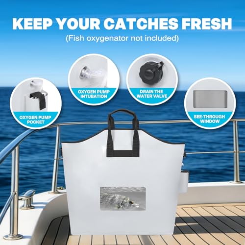 MORXPLOR Fish Bag Heavy Duty Tournament Fishing Weigh in Bag 26x23 19x34 inches - color: 23inch Dark Grey