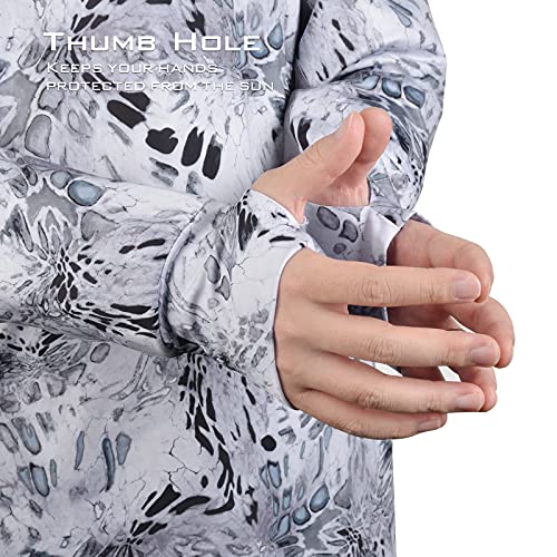 KastKing Men's Hoodie Shirt UPF 50 Long Sleeve Fishing Shirt UV Protection Shirt - color: J:silver Mist With Neck Gaiter, size: Large