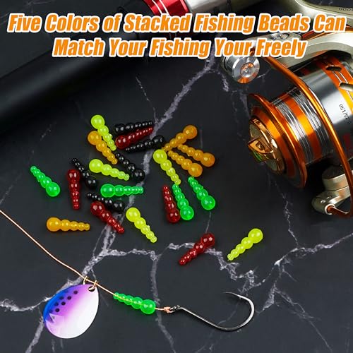 Stacked Fishing Beads, 150/200pcs Fishing Beads Lures Making Supplies Tackle Trout Beads Walleye Rig Inline Spinner Making Accessories Salmon Eggs Saltwater Freshwater - color: black-150pcs