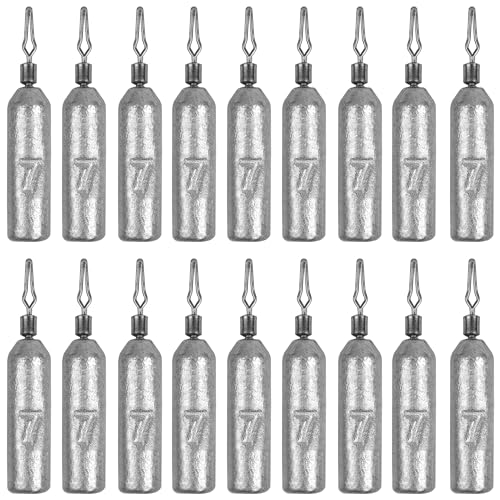 Fishing Drop Shot Weights Saltwater Fishing Sinkers Dropshot Fishing Sinker Skinny Pencil Shaped with Barrel Swivels Snagless Sinker Rig Fishing Weights for Freshwater Bass Fishing Lures - style: 1/4oz - 30pcs