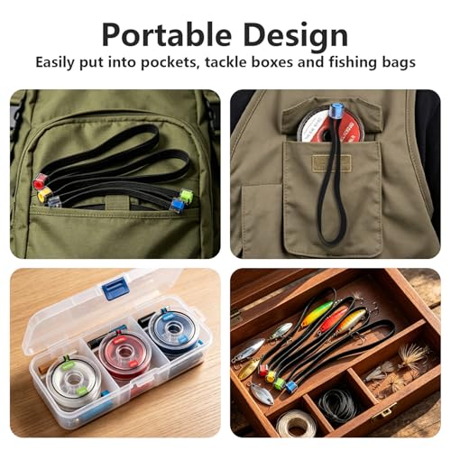 4Pcs Fishing Tippet Spool Ring, Lightweight Fishing Line Spool Band Ring, Elastic Fabric Tippet Wire Loop, 3.35in Portable Leader Line Holder Rings Tackle for Winder