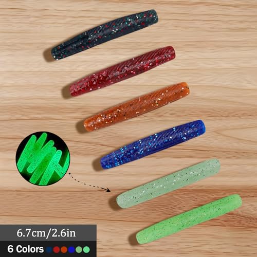 Soft Plastic Worms Lures with Salted Hook Slot 2.6in FS/RE-11 - size: 30pcs