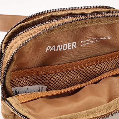 Pander Everywhere Belt Bag for Women, 5 Zipper Pockets Nylon Crossbody Fanny Pack Purse (Caramel Burnt). - color: Caramel Burnt