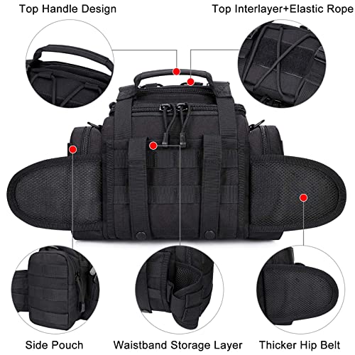 G4Free Outdoor Travel Waist Pack Hiking Fanny Pack Tactical bag Fishing Tackles Black - color: Black