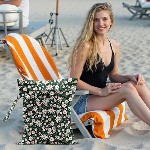 Wet Dry Bags for Diaper Waterproof Swimsuit Washable Reusable Bag for Beach Diapers Dirty Yoga Gym Clothes Plant Gifts for Friend Men Women 12.5x10.2 Inches - color: Flower4