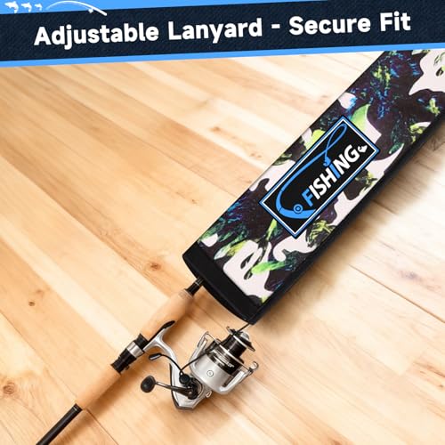 Neoprene Fishing Rod Sleeves for Casting, Spinning, Trolling Pole - Protective Cover Rod Sock with Hanging Loop & Lanyard- Floating, Puncture Resistant, Lightproof - size: 58", style: 4 Pcs