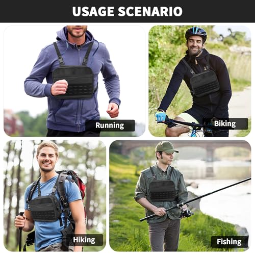 SUNRISING Tactical Chest Rig Bag Modular Tool Bag Tactical Molle Management Bag Detachable Magazine Pouches Plate with Strap Large Capacity Men's Chest Bag for Hunting Running Fly Fishing