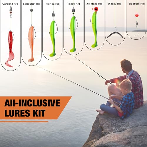 TRUSCEND Complete Fishing Lures - Tackle Box with Tackle Included - Crankbaits, Minnows, Frogs, Vibes, Poppers, Spinners, Spoons, Soft Baits, Hooks & Weights Accessories Kit for Bass Panfish Trout - color: D-340pcs Premium Kit